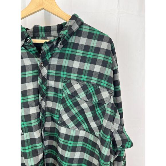 DULUTH TRADING CO AKHG Mens 2XL Long Sleeve Button Down Shirt Green Gray - Picture 5 of 10